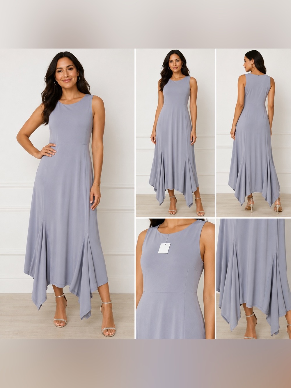 Bar III NWT XL Gray Asymmetrical Handkerchief Hem Sleeveless Dress
